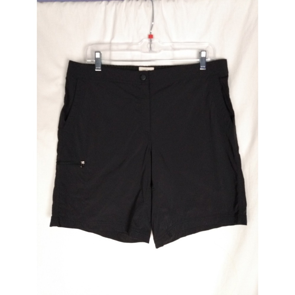 L.L. Bean Cargo Polyester Shorts Women's Size 12 Black Flat Front Pockets